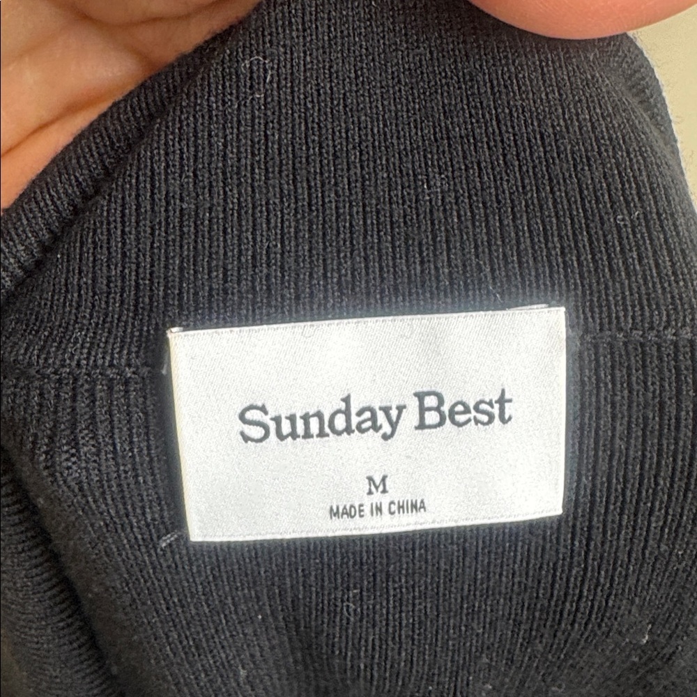 Aritzia Sunday Best Black Long Sleeve Ribbed Knit Dress Size M - Picture 4 of 6